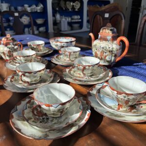 Vintage Japanese Eggshell Porcelain Geisha Tea Set, 21 Pieces