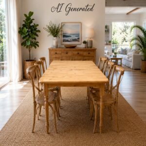 Solid Pine 6-Seater Rectangular Dining Table